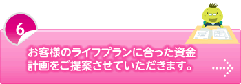 お客様のライフプランに合った資金計画をご提案させていただきます。